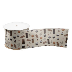 Chocolate Theme Pattern Satin Ribbon