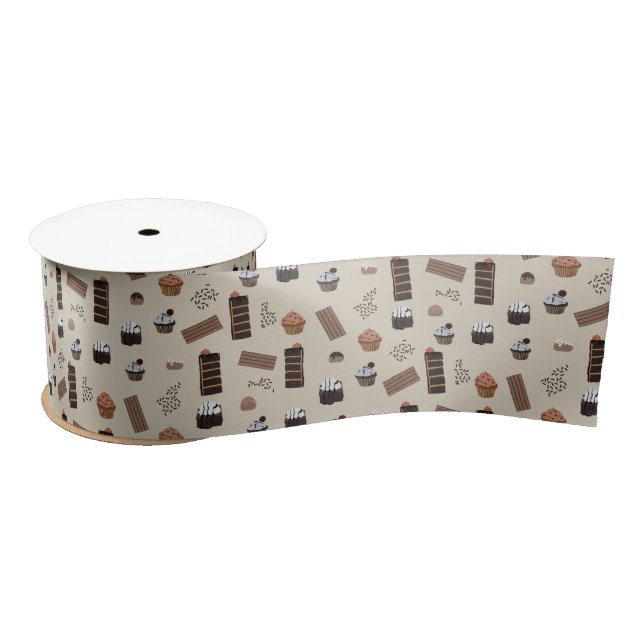 Chocolate Theme Pattern Satin Ribbon (Spool)