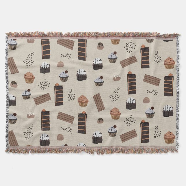Chocolate Theme Pattern Throw Blanket (Front)