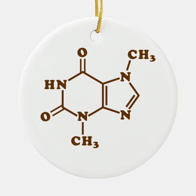 Chocolate Theobromine Molecular Chemical Formula Ceramic Tree Decoration (Front)