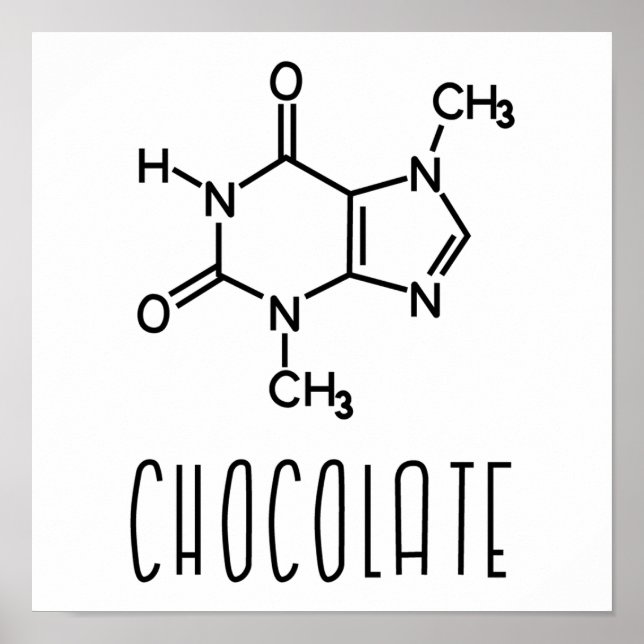 Chocolate Theobromine Molecular Chemical Formula Poster (Front)