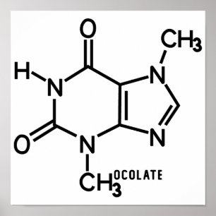 Chocolate Theobromine Molecular Chemical Formula Poster