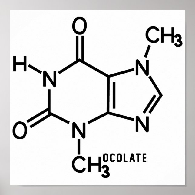 Chocolate Theobromine Molecular Chemical Formula Poster (Front)