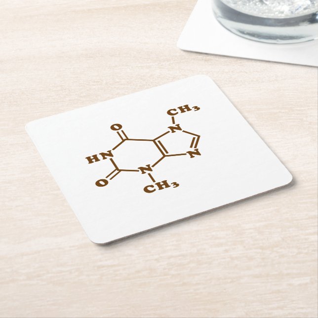 Chocolate Theobromine Molecular Chemical Formula Square Paper Coaster (Angled)