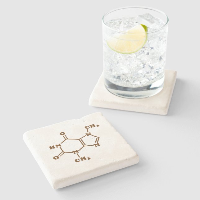 Chocolate Theobromine Molecular Chemical Formula Stone Coaster (Side)