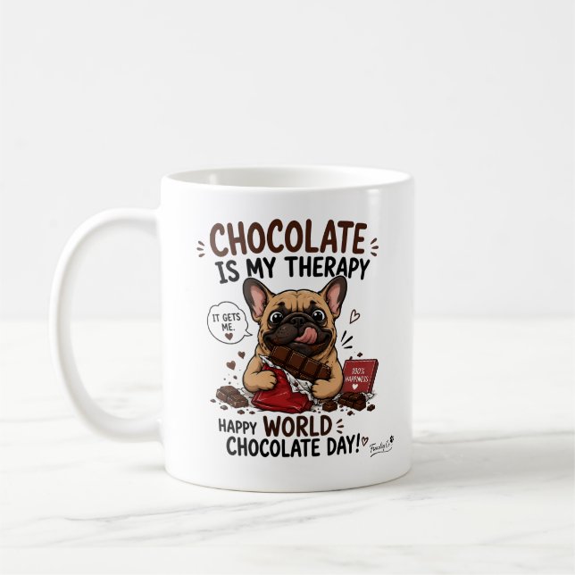 Chocolate Therapy French Bulldog  Coffee Mug (Left)