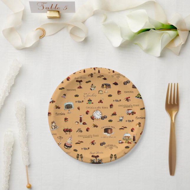 Chocolate Time Pattern Paper Plate (Wedding)