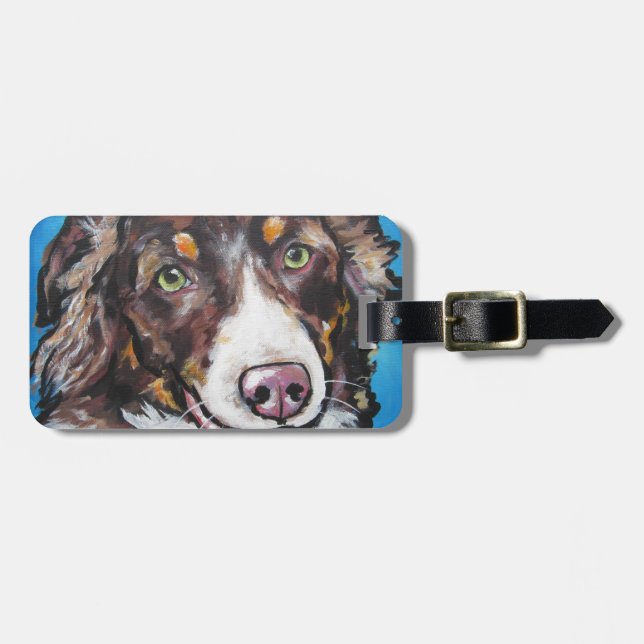 Chocolate Tri Australian Shepherd Luggage Tag (Front Horizontal)
