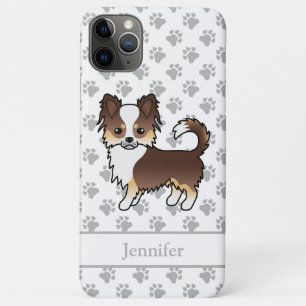 Chocolate Tricolor Long Coat Chihuahua Dog & Name Case-Mate iPhone Case