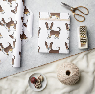 Chocolate Tricolor Smooth Coat Chihuahua Pattern Wrapping Paper