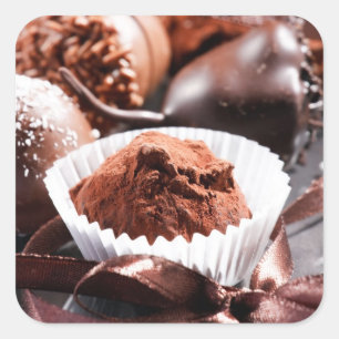 Chocolate truffles square sticker