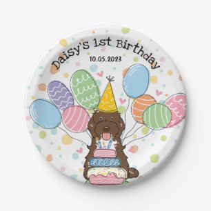 Chocolate Tuxedo Cockapoo Cavapoo Dog Birthday Paper Plate