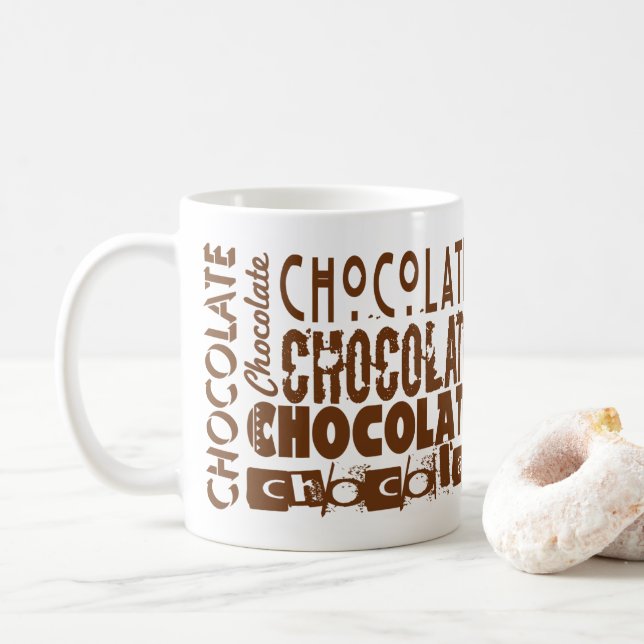  Chocolate Typography Art Coffee Mugs (With Donut)