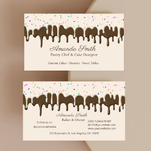 Chocolate & Vanilla Confetti Frosting Drip Business Card