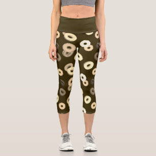 Chocolate vanilla doughnuts elegant pattern brown capri leggings