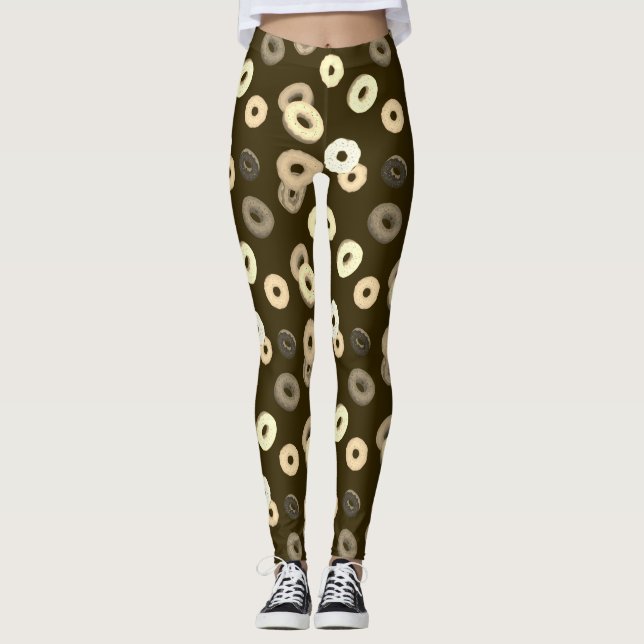 Chocolate vanilla doughnuts elegant pattern brown leggings (Front)