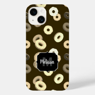 Chocolate vanilla doughnuts pattern brown Monogram Case-Mate iPhone 14 Case