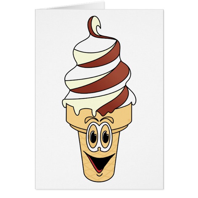 Chocolate Vanilla Ice Cream Cone Cartoon (Front)