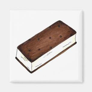 Chocolate Vanilla Ice Cream Sandwich Food Magnet