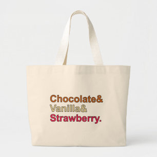 Chocolate Vanilla Strawberry Neapolitan Ice Cream Large Tote Bag