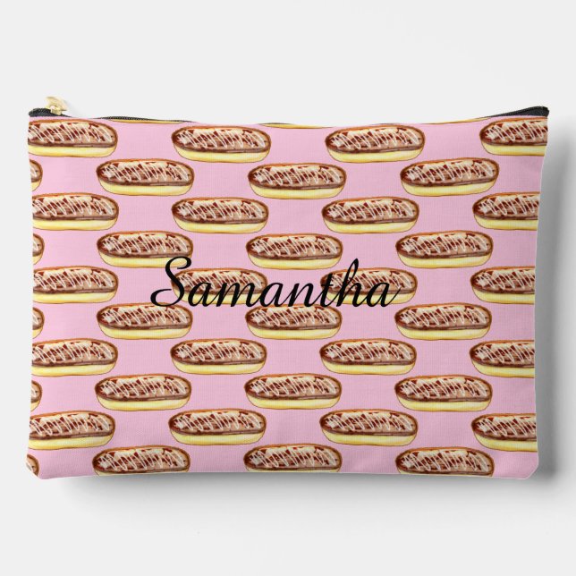 Chocolate Watercolor Eclairs Doughnuts Accessory Pouch (Front)