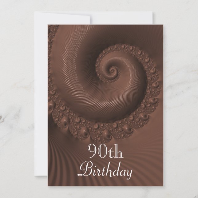 Chocolate Waves And Swirls 90th Birthday Invitation (Front)