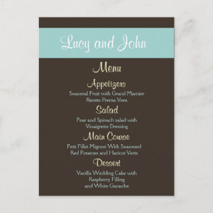 chocolate Wedding Menu Cards