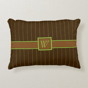 Chocolate with Lime Pinstripes Accent Pillow