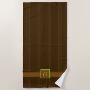 Chocolate with Lime Pinstripes Beach Towel