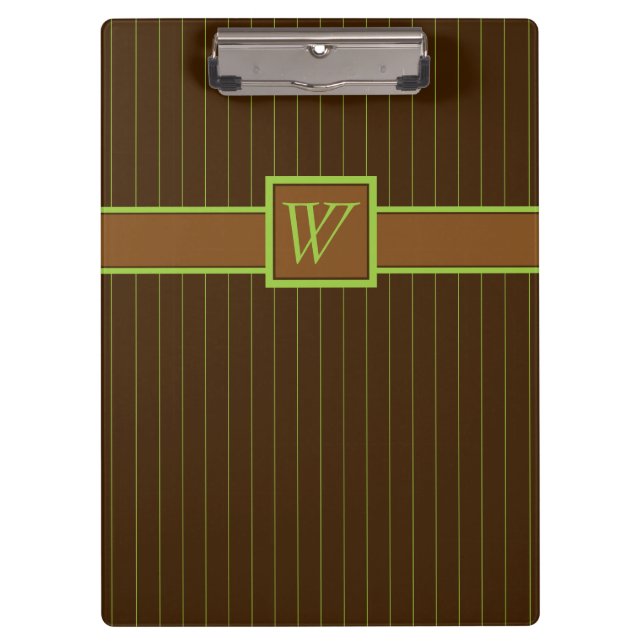 Chocolate with Lime Pinstripes Clipboard (Front)