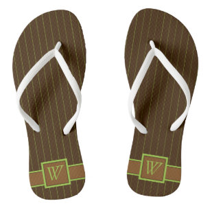 Chocolate with Lime Pinstripes Flip Flops