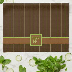 Chocolate with Lime Pinstripes Kitchen Towel