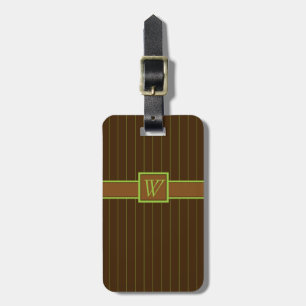 Chocolate with Lime Pinstripes Luggage Tag