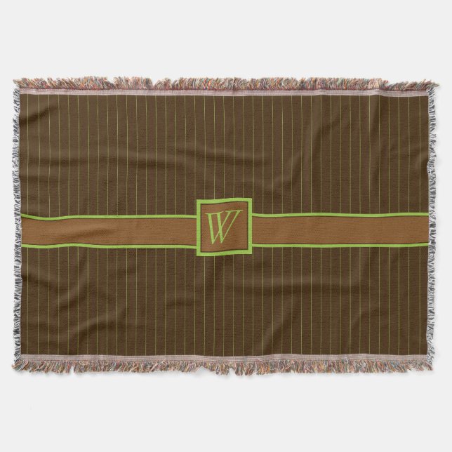 Chocolate with Lime Pinstripes Throw Blanket (Front)