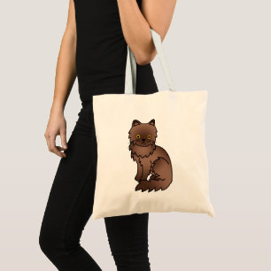 Chocolate With Orange Eyes Persian Cat Cartoon Art Tote Bag