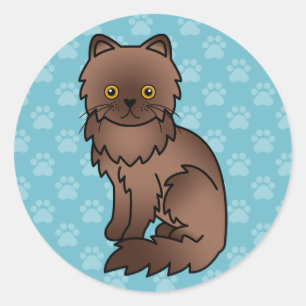 Chocolate With Orange Eyes Persian Cat Classic Round Sticker