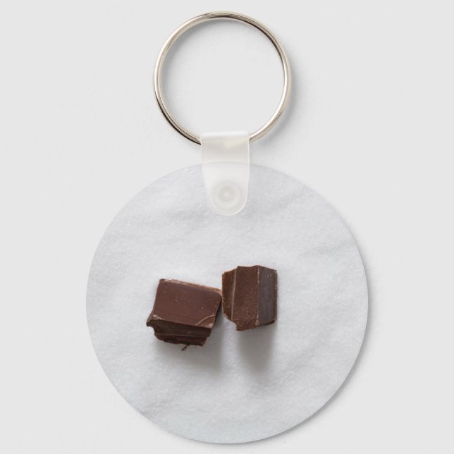 Chocolate with sugar as a background key ring (Front)