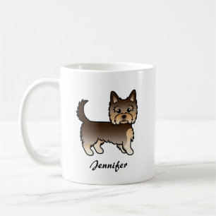 Chocolate Yorkshire Terrier Cartoon Dog & Name Coffee Mug