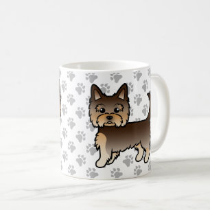 Chocolate Yorkshire Terrier Cartoon Dog & Paws Coffee Mug