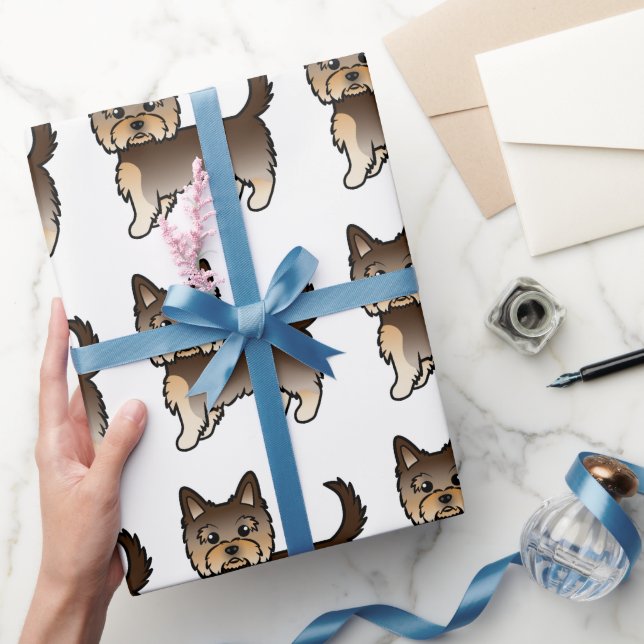 Chocolate Yorkshire Terrier Cute Dog Pattern Wrapping Paper (Gifting)