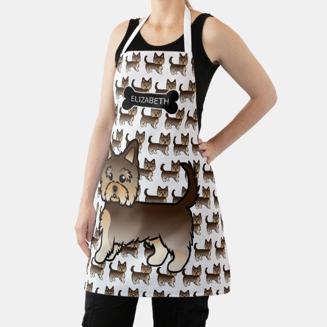 Chocolate Yorkshire Terrier Cute Dogs & Name Apron (Insitu)