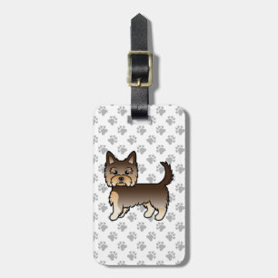 Chocolate Yorkshire Terrier Dog & Custom Text Luggage Tag