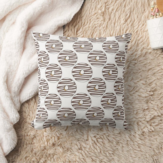 Chocolate Zebra Stripe Frosted Doughnut Doughnut  Cushion (Blanket)