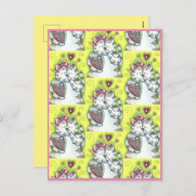 CHOCOLATES FROM KITTEN'S SECRET ADMIRER, VALENTINE HOLIDAY POSTCARD (Front/Back)