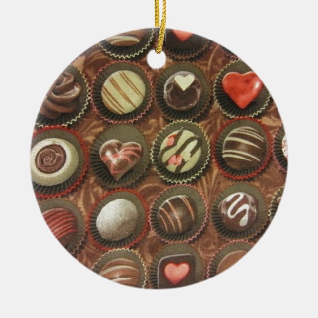 Chocolates & Truffles Ceramic Tree Decoration (Front)