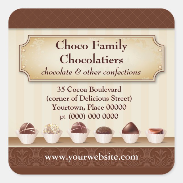 Chocolatier Display Counter Promotional Square Sticker (Front)