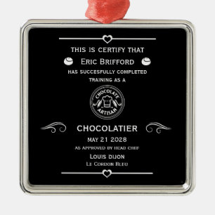 Chocolatier Maker Certificate Metal Tree Decoration