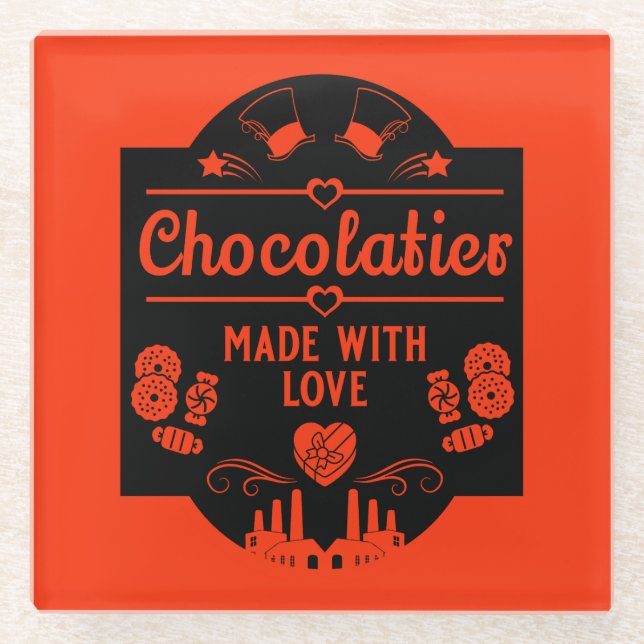 Chocolatier Maker Glass Coaster (Front)