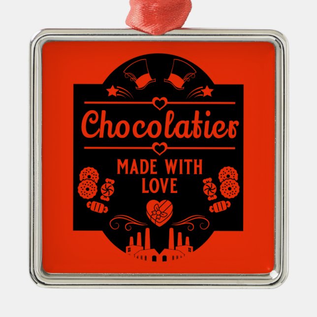 Chocolatier Maker Metal Tree Decoration (Front)