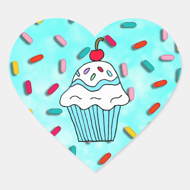 Chocolats Cupcake with Candy Sprinkles Heart Sticker (Front)